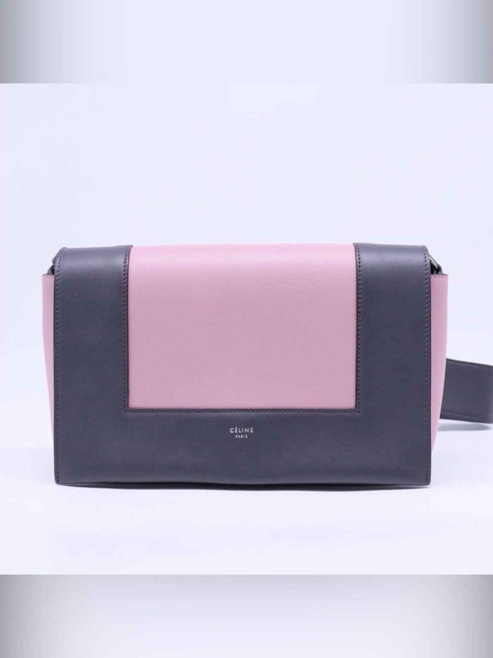CELINE Two-Tone Leather Shoulder Bag